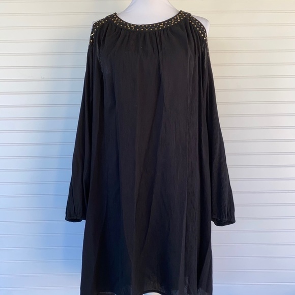 Black long sleeve cold shoulder dress Size Large - Picture 1 of 13